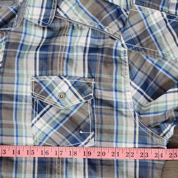 BKE Buckle Men’s Gray Plaid Button Up Long Sleeve Western Shirt Athletic Fit XL - Picture 5 of 7